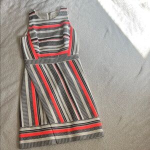 Kate Spade Sleeveless Dress with Black, White, and Red Stripes